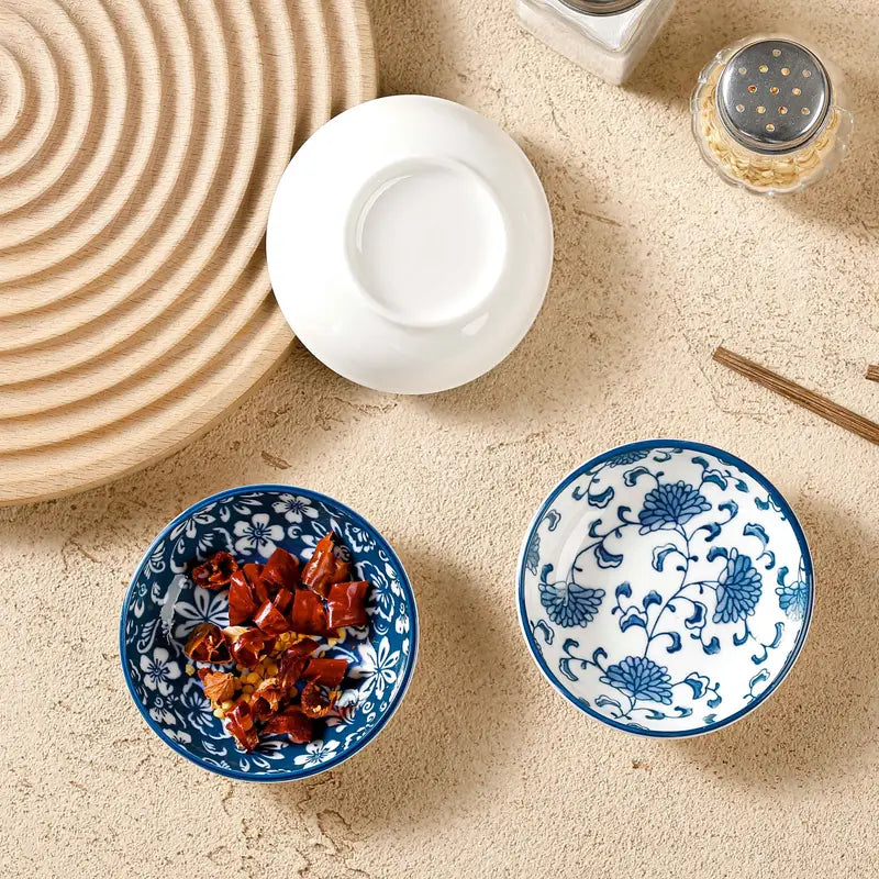 Vintage Blue & White Ceramic Bowl Set – 6 Pieces