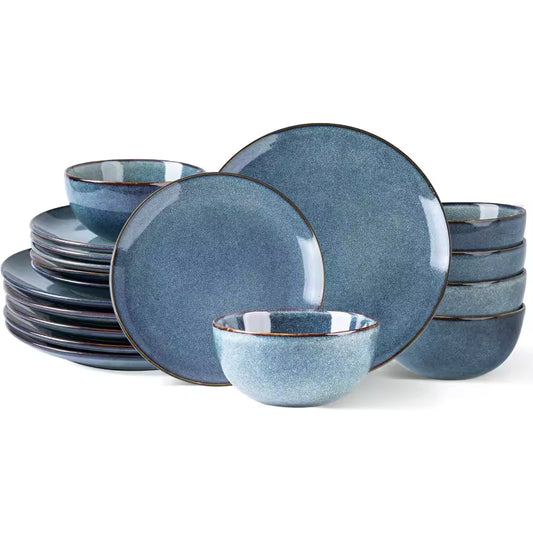Moroa Blue 18-Piece Plate set