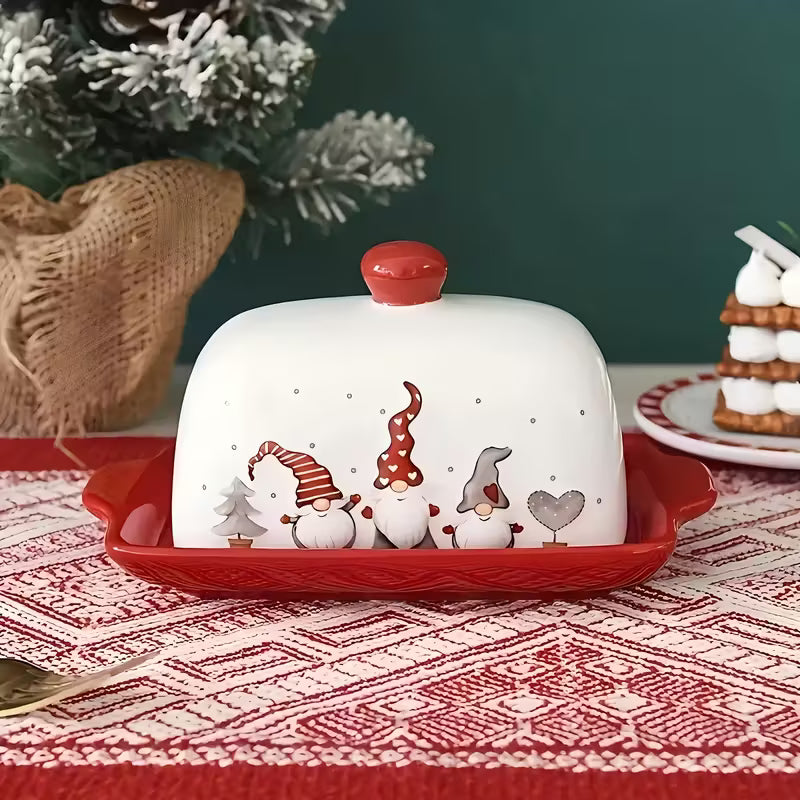 Christmas Charm Ceramic Butter Dish