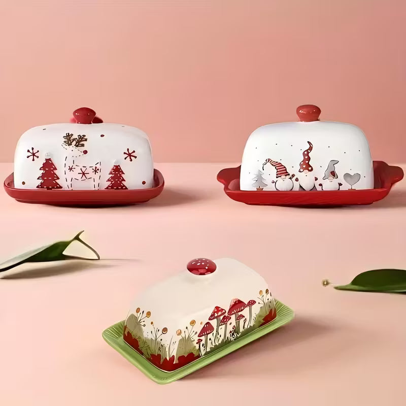 Christmas Charm Ceramic Butter Dish