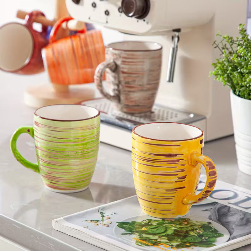 Rustic Chic Ceramic Mug Set – 6 Pieces (375 ml)