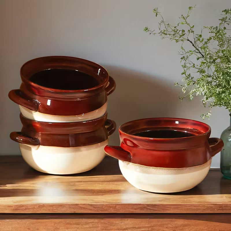 Artisan Deep Oval Ceramic Soup & Baking Bowls-Set of 4