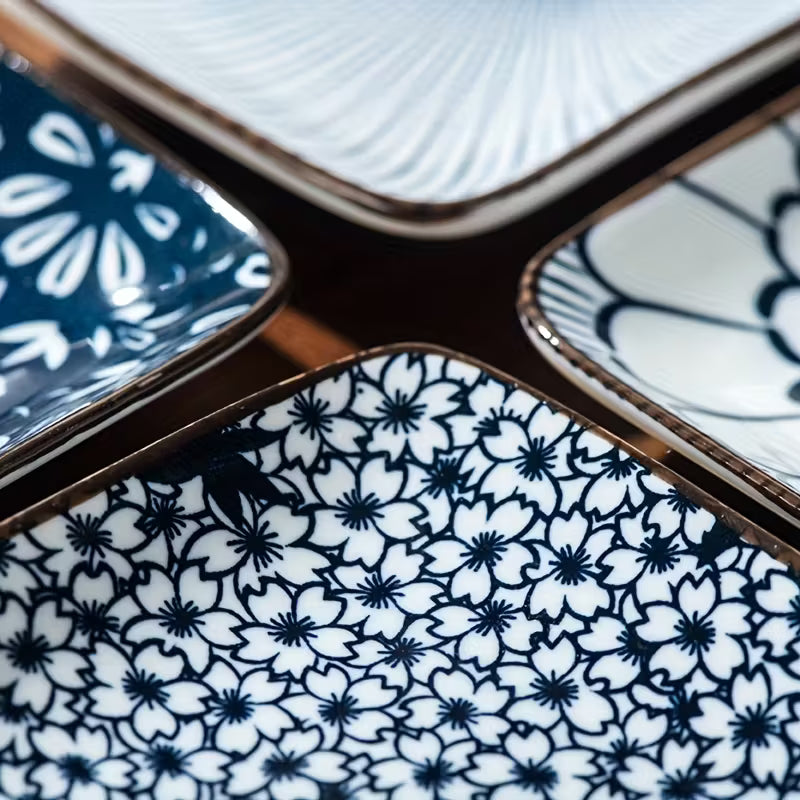 Blue Lotus 4-Piece Plate Set