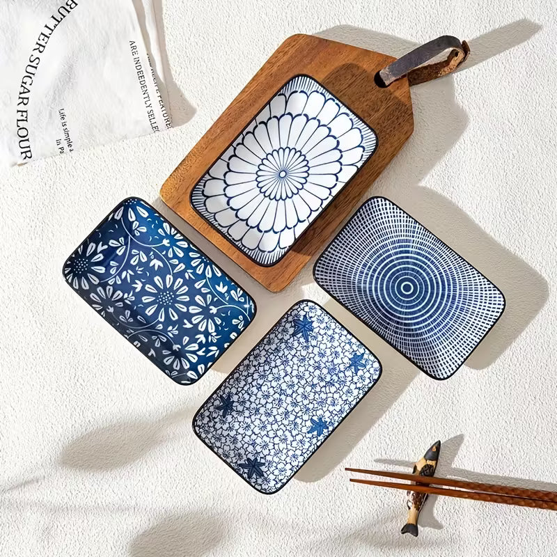 Blue Lotus 4-Piece Plate Set