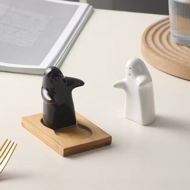 "Sweet Embrace" Vintage Ceramic Salt & Pepper Cruet Set- 3-Piece