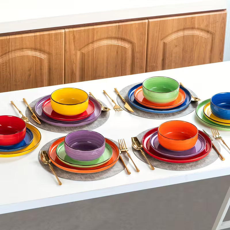 Colorful Stoneware Dinnerware Set (12pcs)