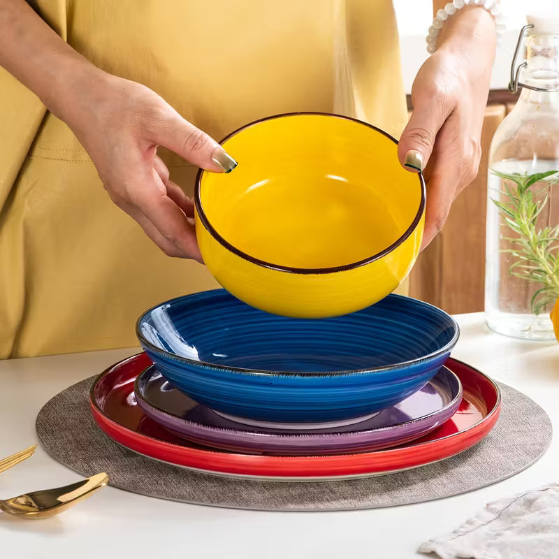Colorful Stoneware Dinnerware Set (12pcs)